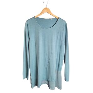 Soft Surroundings Slate Blue Long Sleeve Tulip Wrap Top Size XL